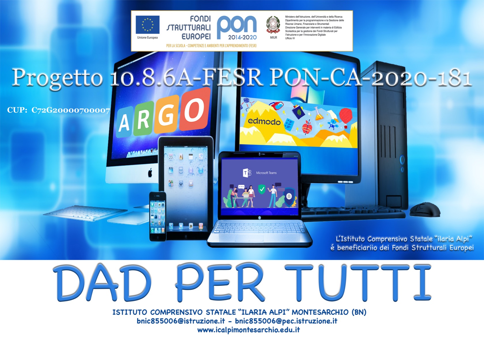 FESR 2020  - Progetto FESR autorizzato - DAD PER TUTTI